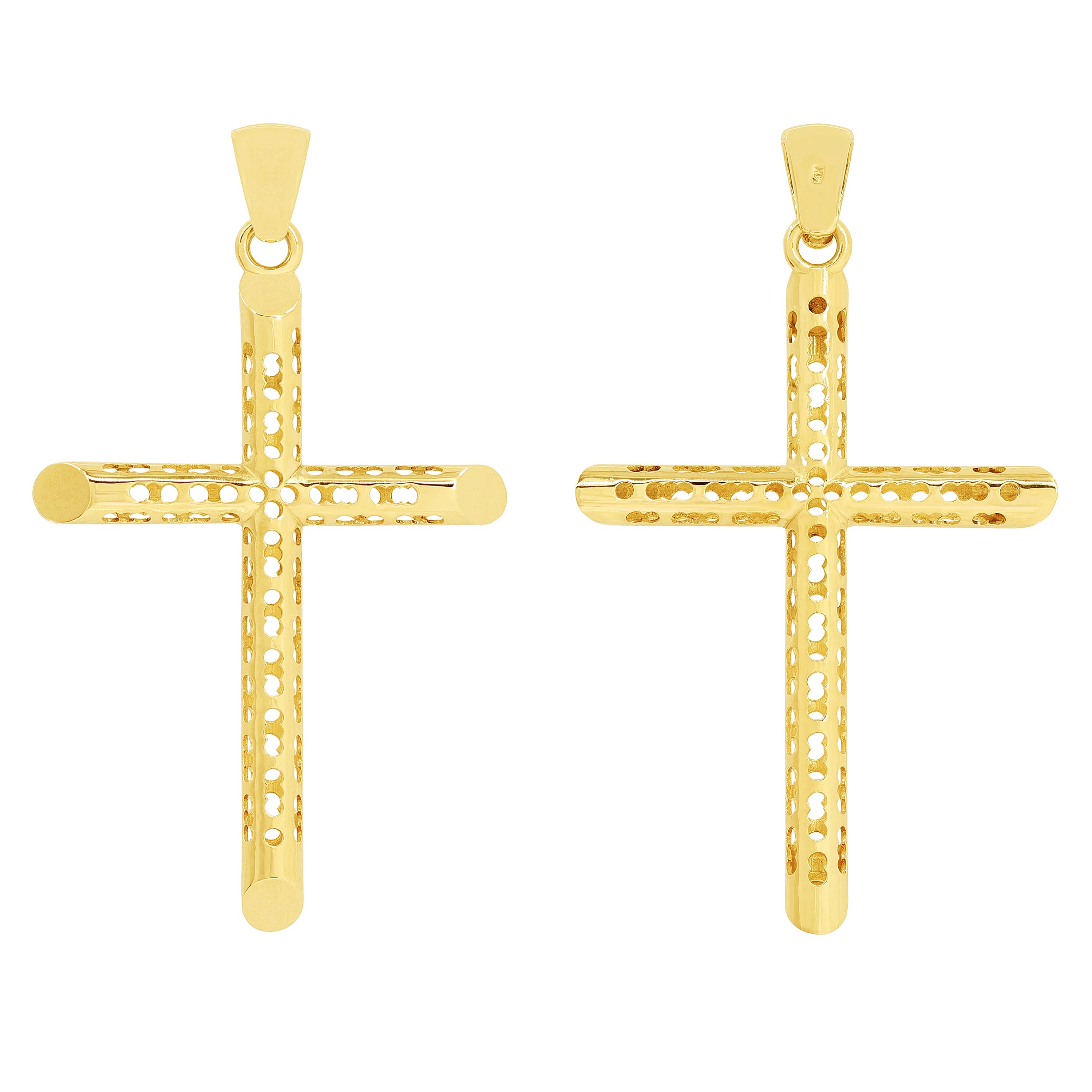 10k Yellow Gold 3D Cross Charm Pendant 2.2" 3.8 grams - Size 1 3.8 grams