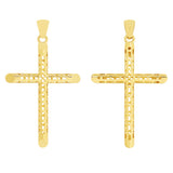 10k Yellow Gold 3D Cross Charm Pendant 2.2" 3.8 grams - Size 1 3.8 grams