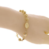 Italian 14k Yellow Gold Diamond-Cut Beaded Rosary Bracelet 7.5" 6mm 6.7 grams