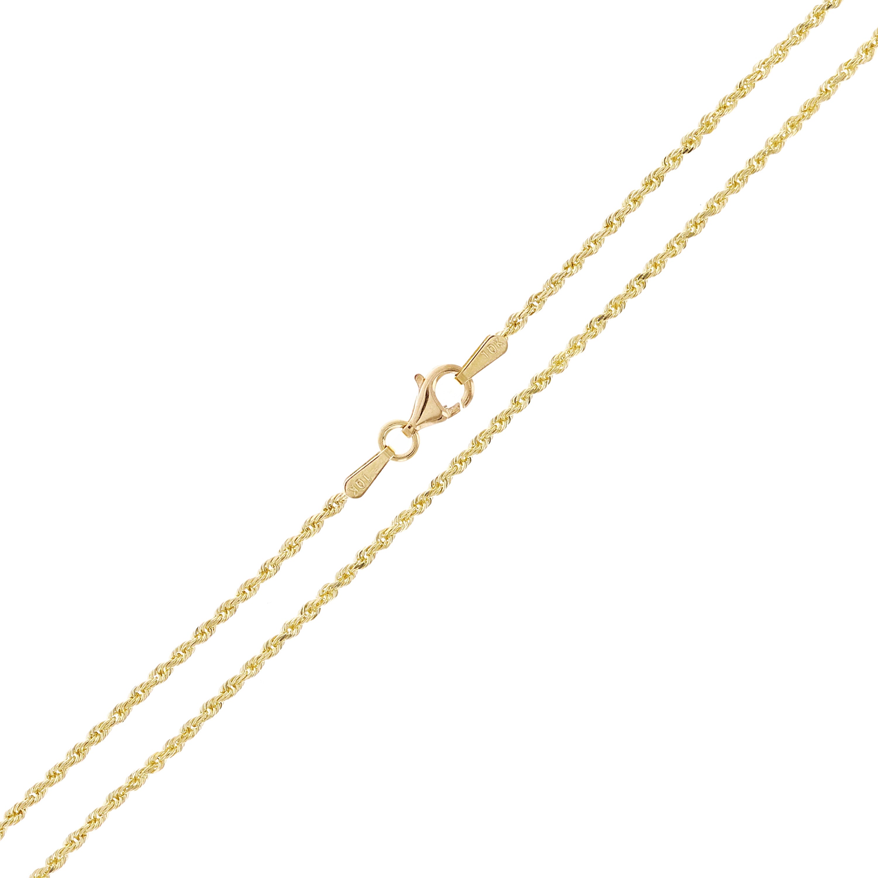 10k Yellow Gold Solid Diamond Cut Rope Chain Necklace 18" 1.5mm 3.5 grams - 18" 3.5 grams