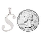 14k White Gold Initial Letter S Alphabet Charm Pendant - Letter S,White