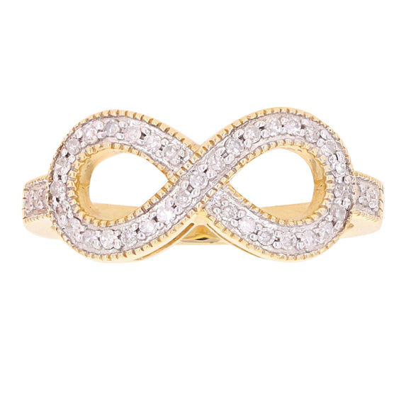 14k Yellow Gold 0.25ctw Diamond Lucky Eight Infinity Symbol Ring Size 6 - Yellow,Size 6