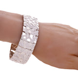925 Solid Sterling Silver Nugget Bracelet Adjustable 24.5mm 7-7.5" 49.5 grams