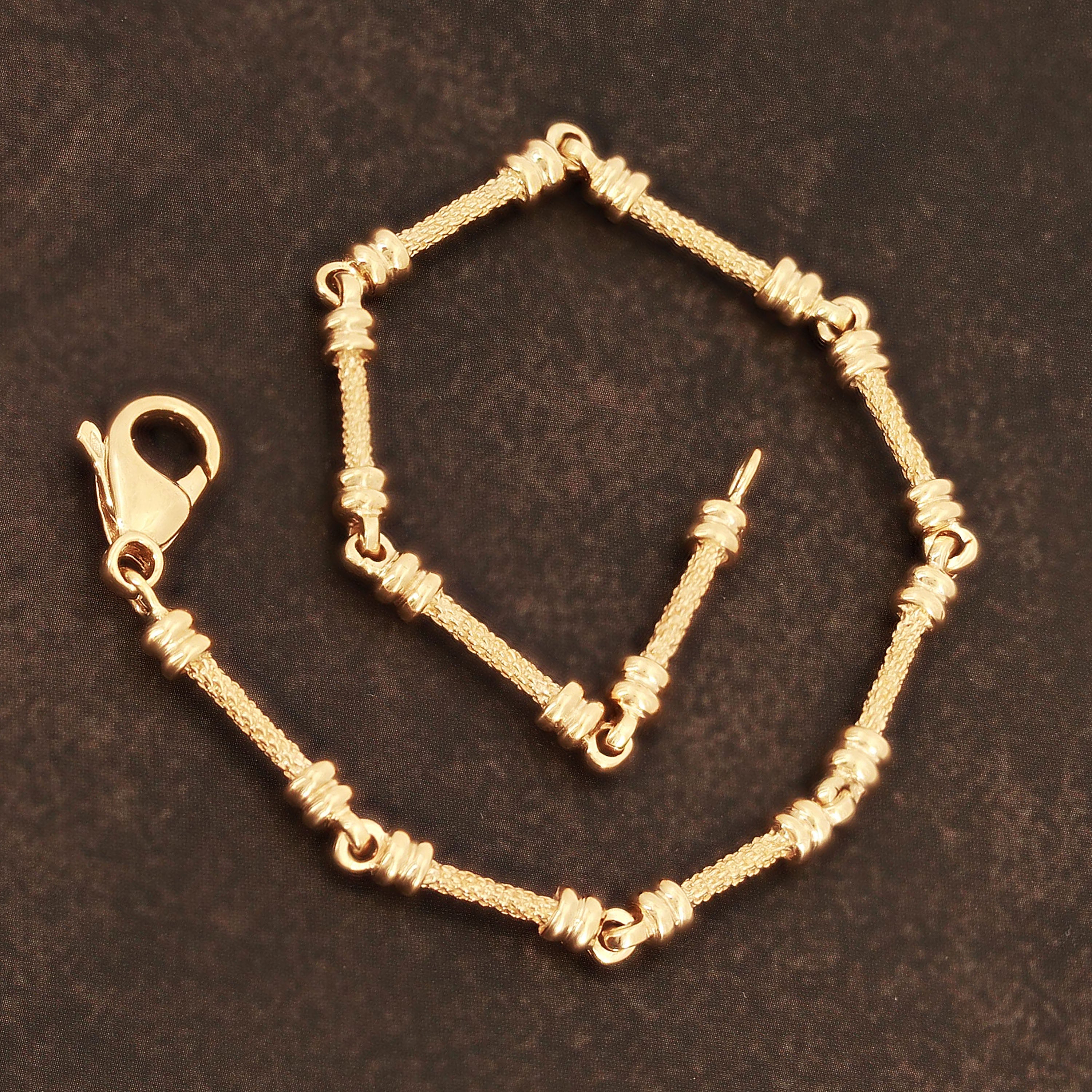 10k Yellow Gold Solid Handmade Fashion Link Bracelet 7" 4mm 10.2 grams - 7" 10.2 grams