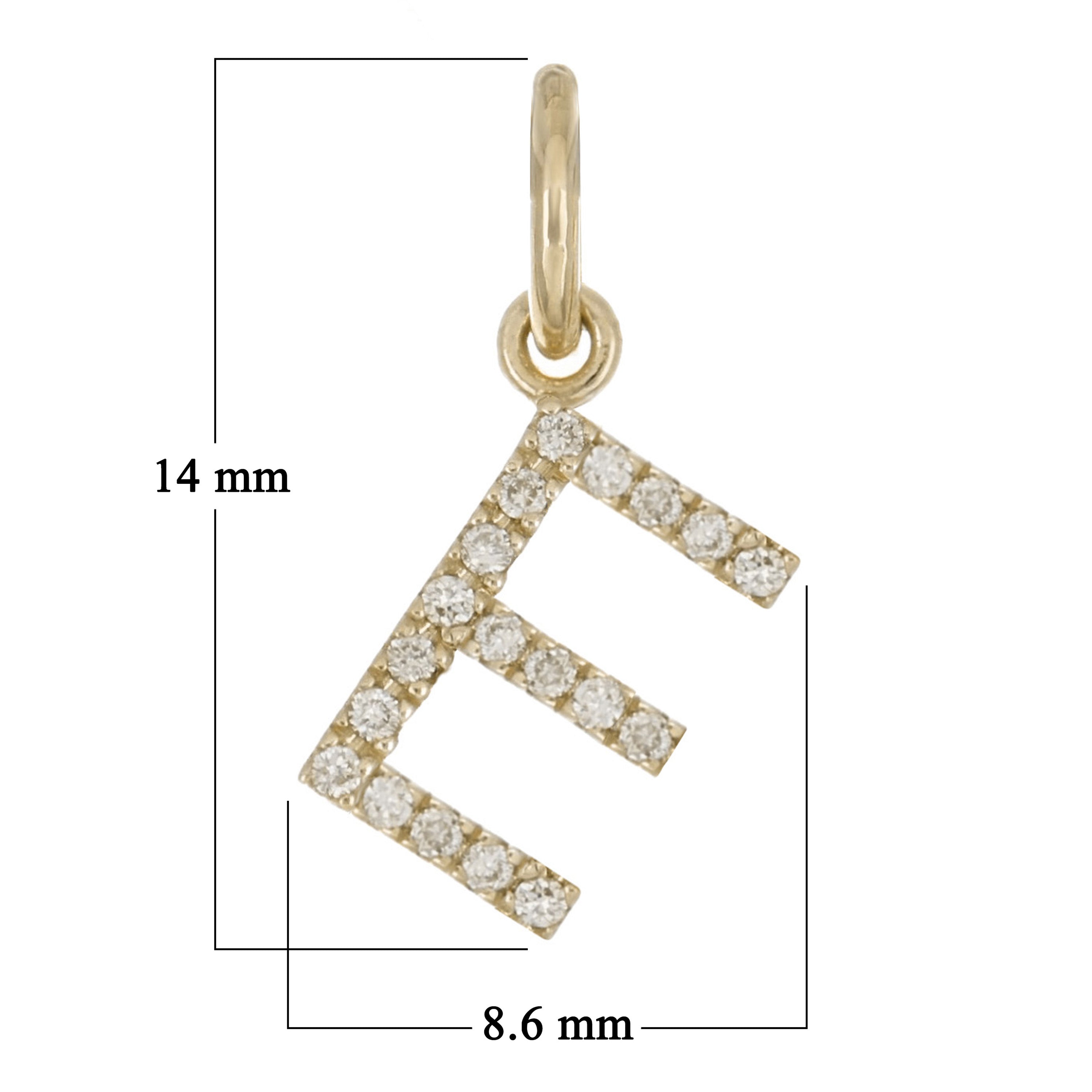 14k Yellow Gold Diamond Initial Letter E Charm Pendant - Letter E,Yellow