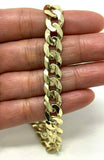 10k Yellow Gold Flat Cuban Curb Link Chain Bracelet 7" 9mm 13.2 grams - Yellow,7"