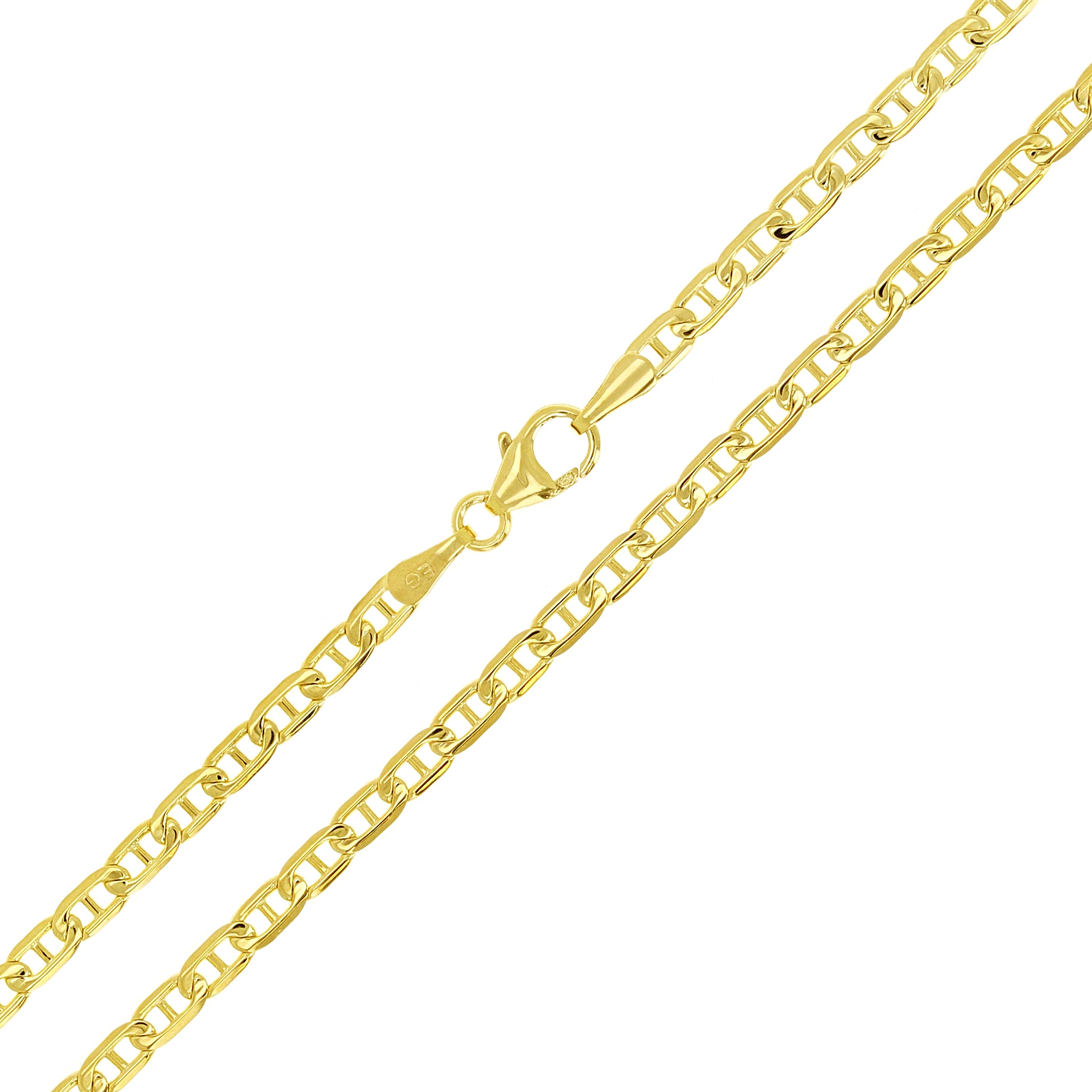 Italian 14k Yellow Gold Solid Anchor Mariner Link Chain Necklace 20" 3mm 8.4 grams - 20" 8.4 grams