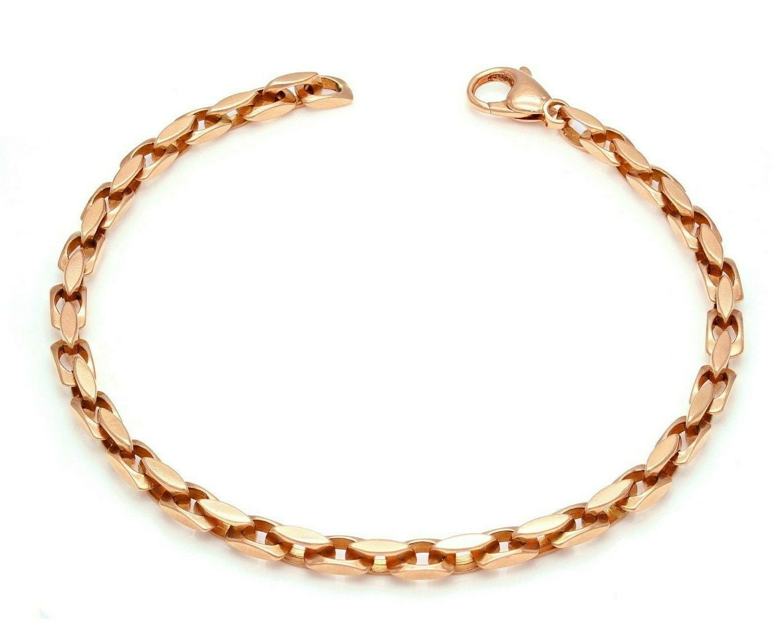 14k Rose Gold Handmade Fashion Link Bracelet 8.5" 4.35mm 15.3 grams - Rose,8.5"