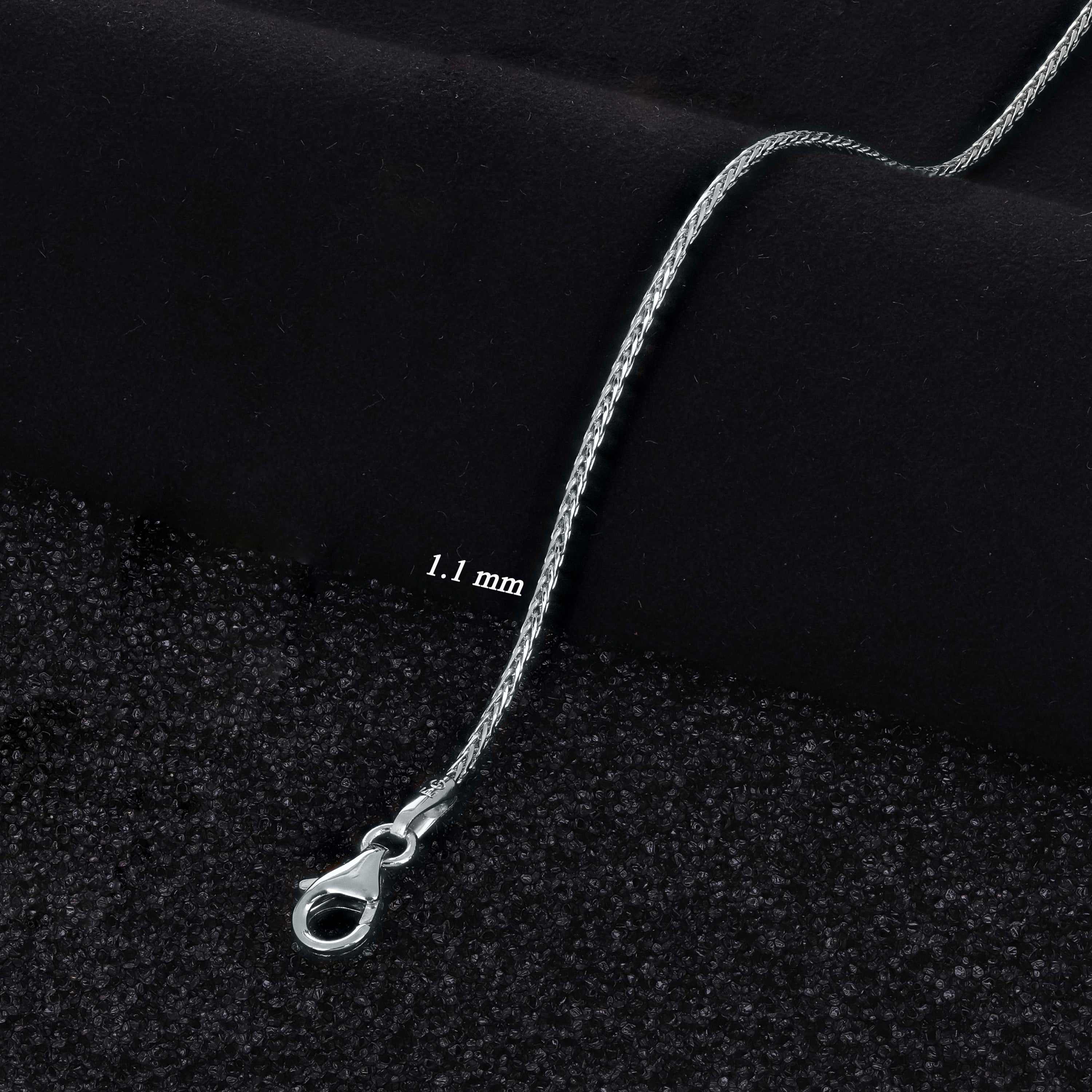 Italian 14k White Gold Solid Spiga Wheat Chain Necklace 16" 1.1mm 3.1 grams - White,1.1mm 16" 3 grams