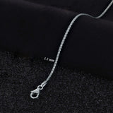 Italian 14k White Gold Solid Spiga Wheat Chain Necklace 16" 1.1mm 3.1 grams - White,1.1mm 16" 3 grams