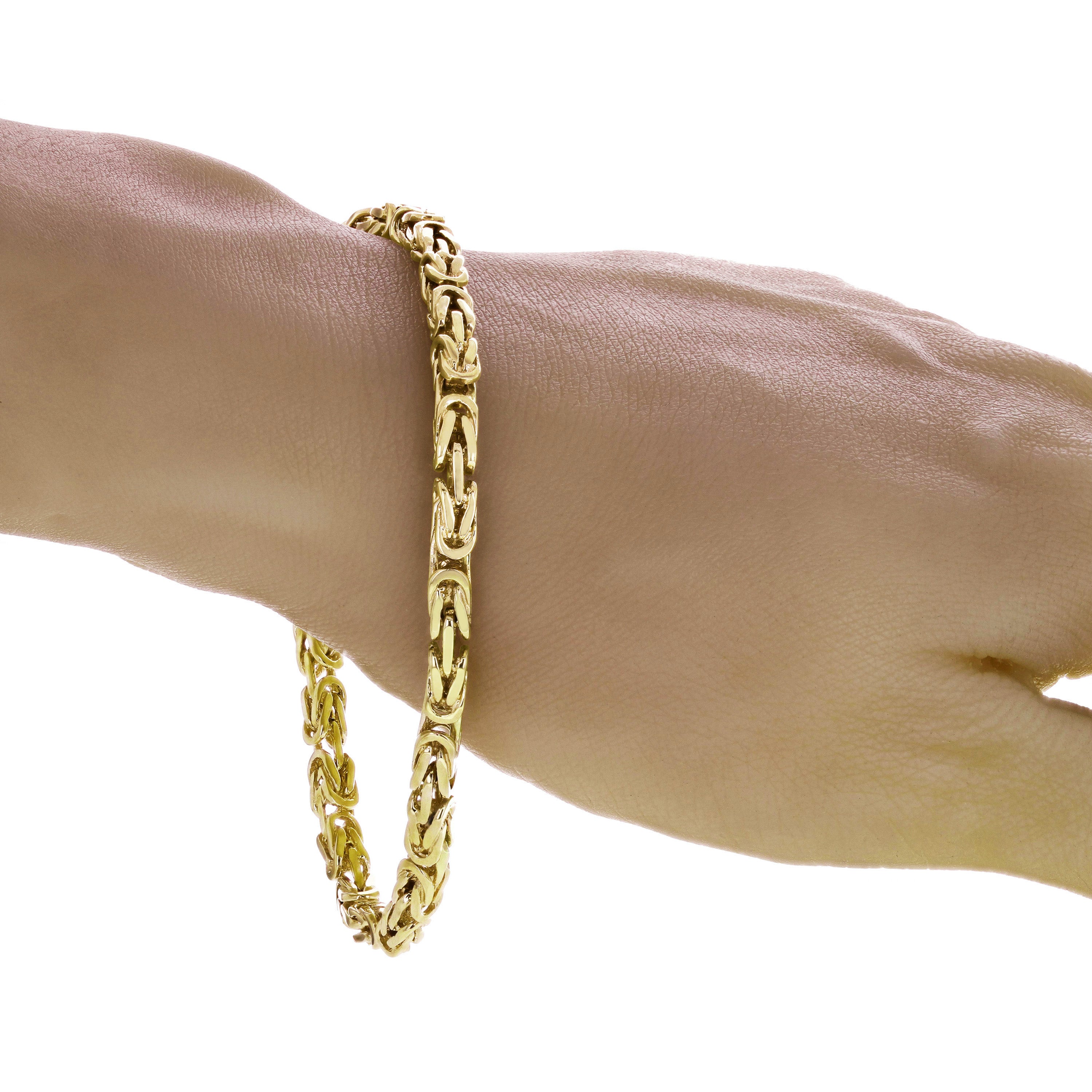 10k Yellow Gold Solid Square Byzantine Bracelet 7" 4.7mm 18.2 grams - Yellow,7"