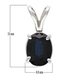 14k White Gold Sapphire Solitaire Oval Double Bail Pendant
