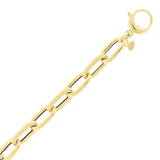 Italian 14k Yellow Gold Plain & Satin Finish Paper Clip Bracelet 8" 8.9mm 6.4g