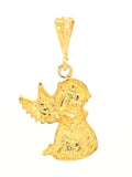 14k Yellow Gold Diamond Cut Praying Little Angel Charm Pendant 1.7 grams