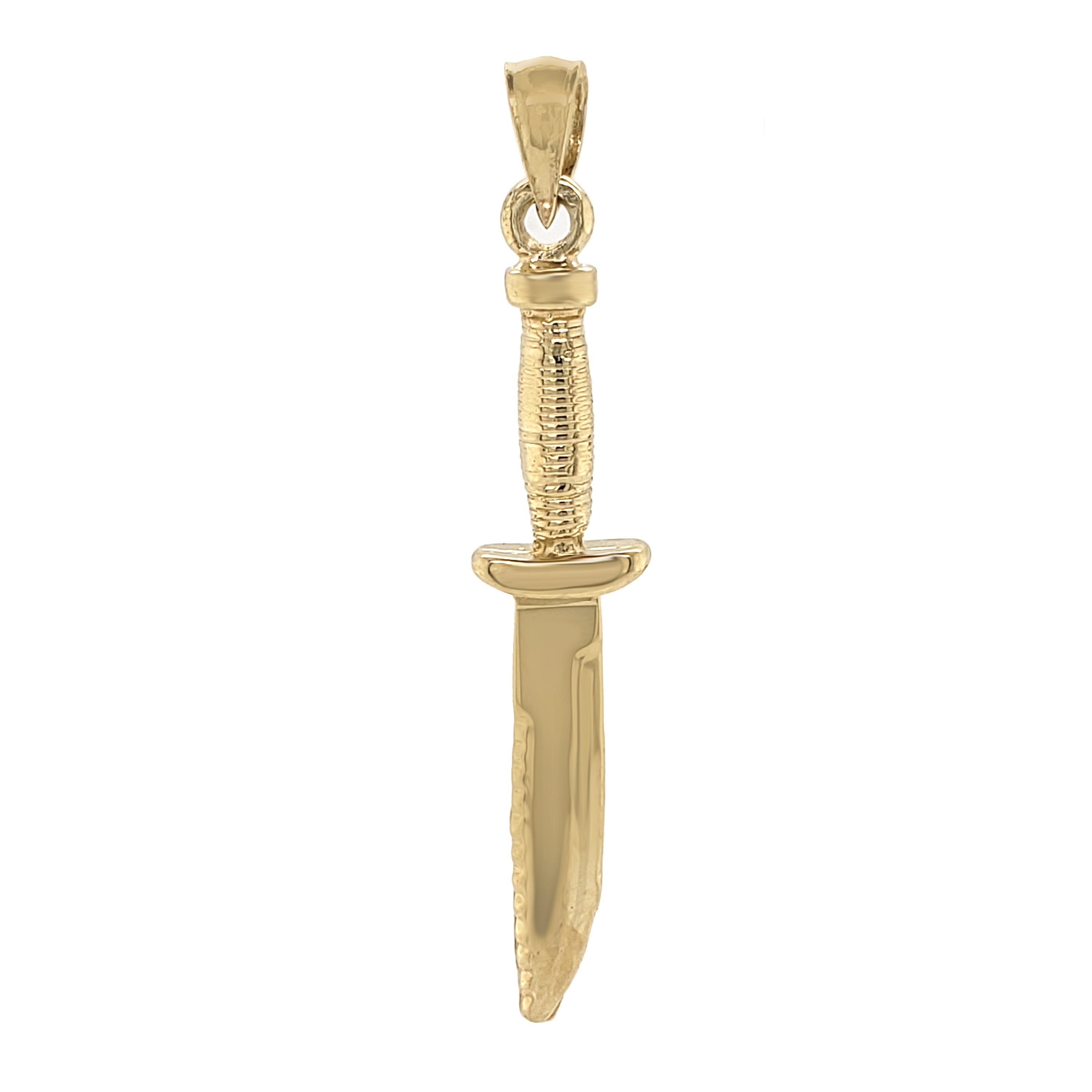 14k Yellow Gold Combat Knife Charm Pendant 1.7" 4 grams - Yellow