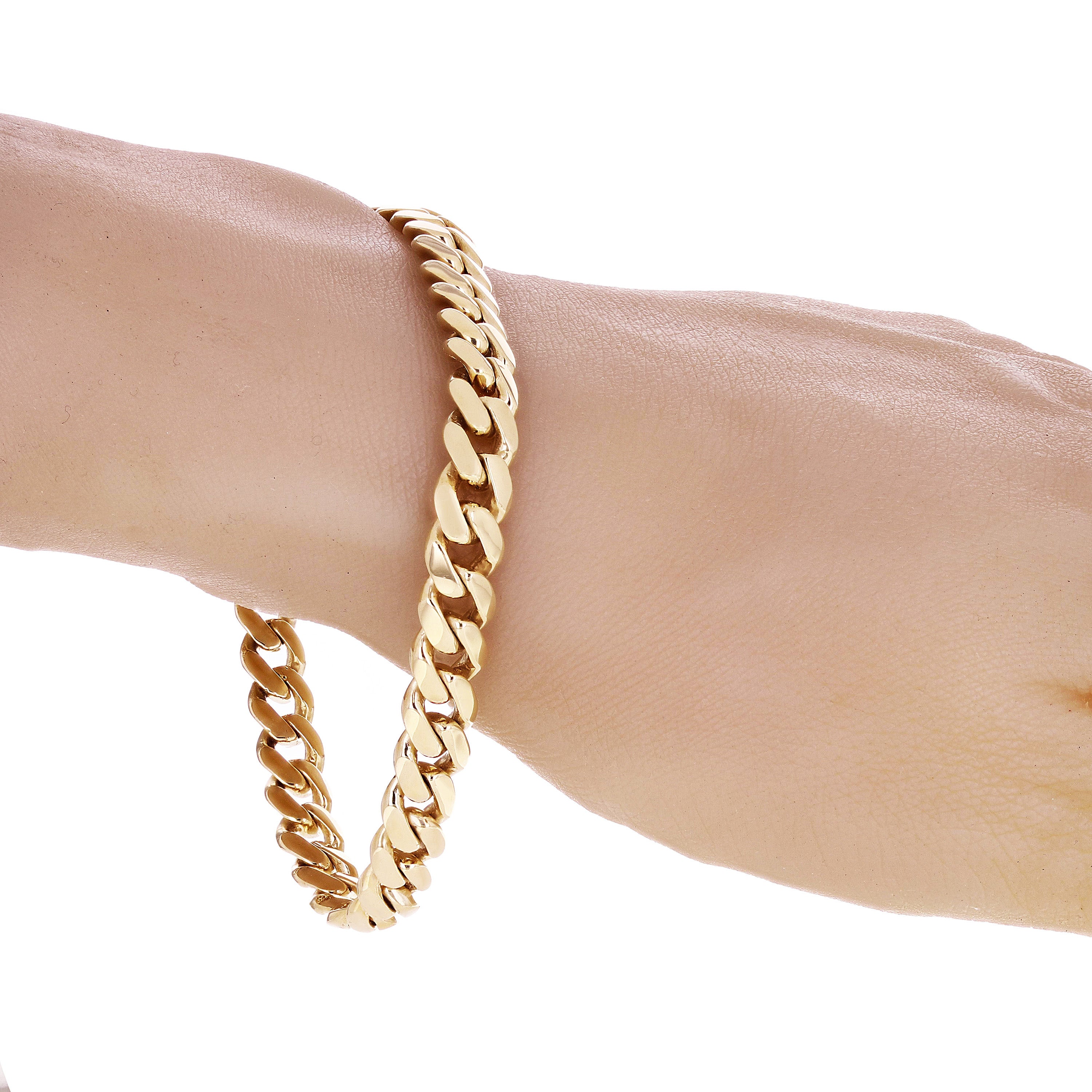 Men's 10k Yellow Gold Solid Miami Cuban Link Bracelet 7" 8mm 25.2 grams - 7" 25.2 grams