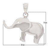 14k White Gold High Polish Good Luck Charm 3D Elephant Pendant 4.1 grams - White