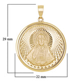Italian 14k Yellow Gold Sacred Heart of Jesus Medal Charm Pendant 1.1" 2.5 grams