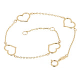 Italian 14k Yellow Gold Heart Link Station Bracelet 7" 7.8mm 1.4 grams - 7"