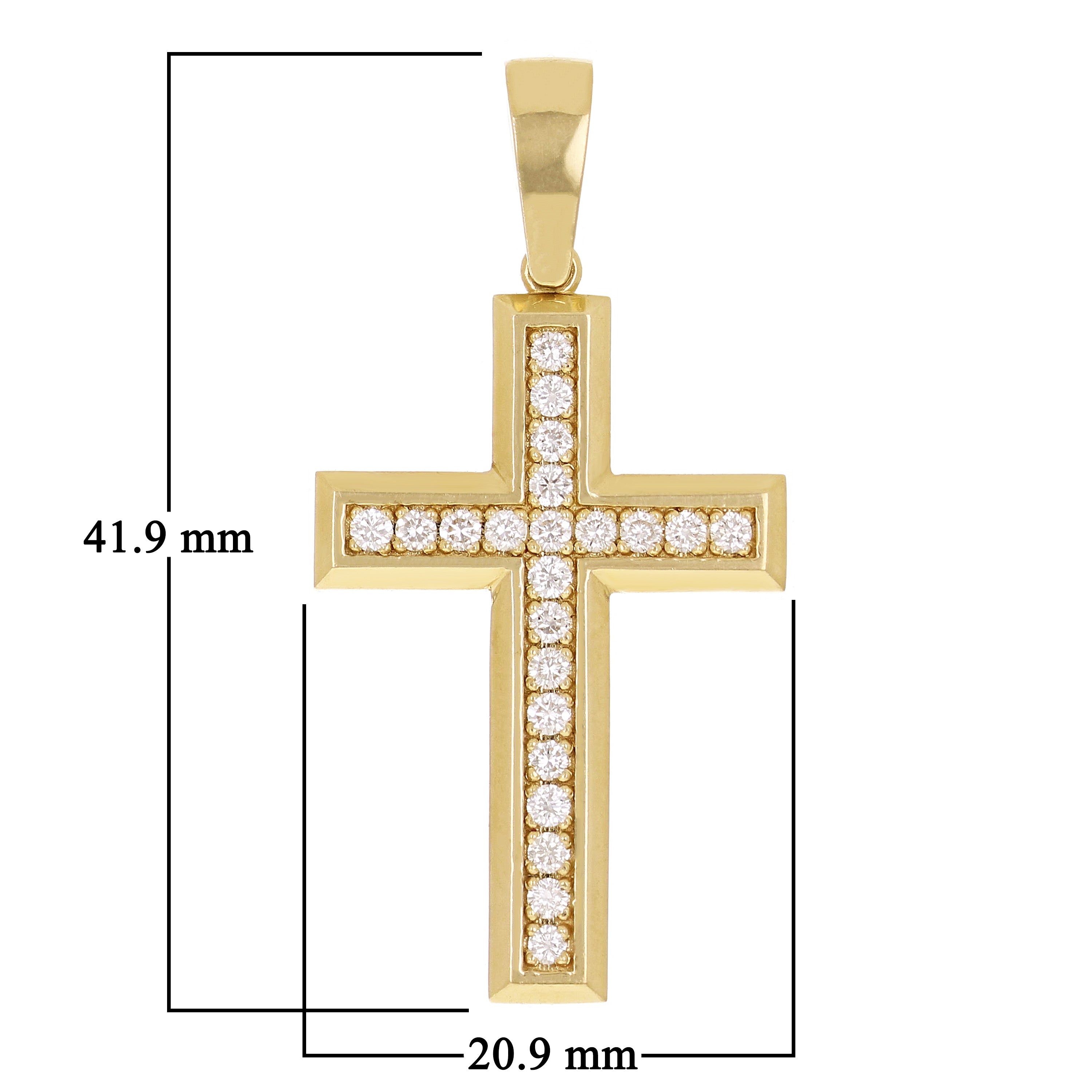 14k Yellow Gold 0.52ctw Outline Diamond Cross Charm Pendant 1.6" 6.9 grams