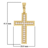 14k Yellow Gold 0.52ctw Outline Diamond Cross Charm Pendant 1.6" 6.9 grams