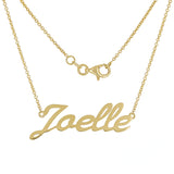 14k Yellow Gold Personalized Script Name Plate Pendant Necklace Adj.16-20" Chain