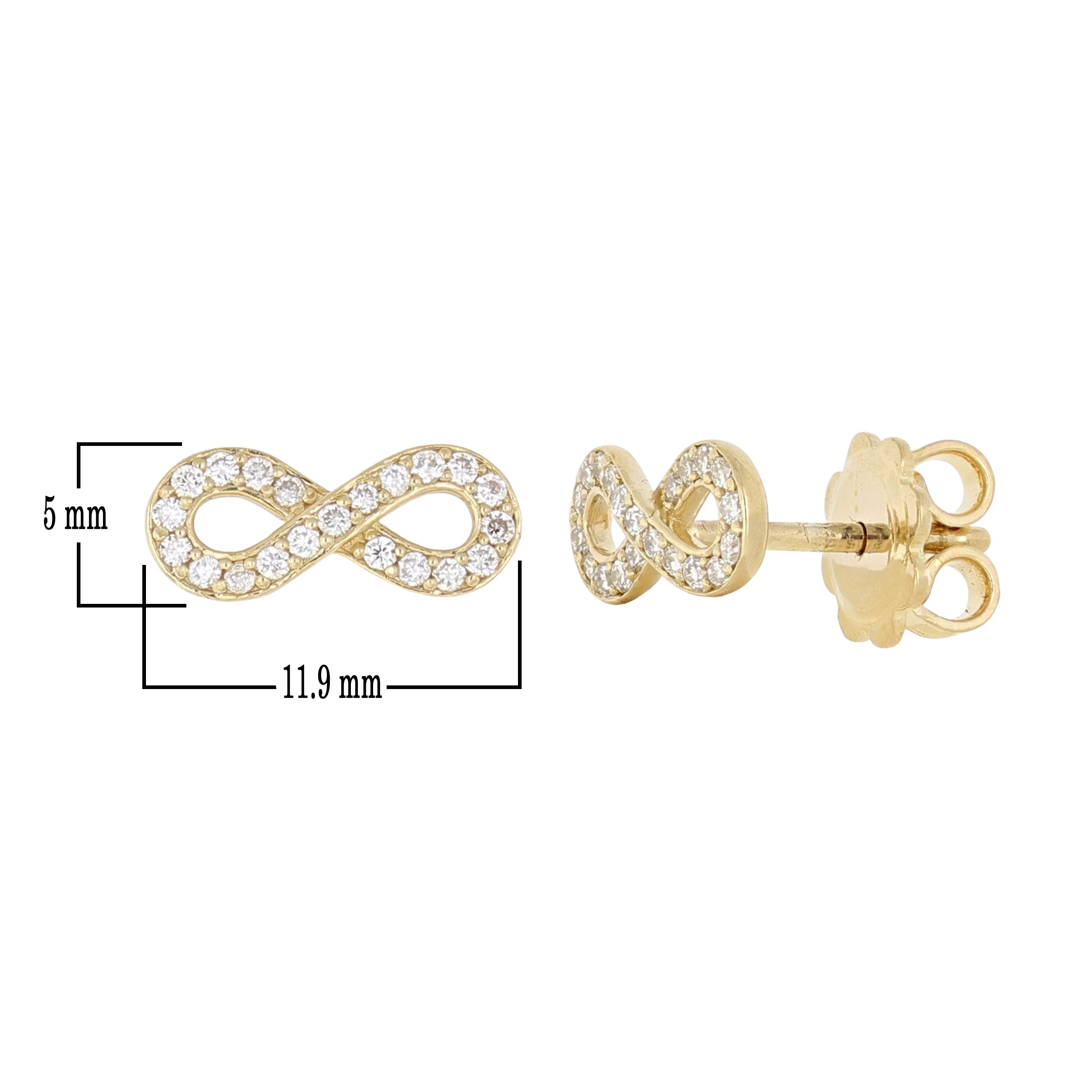 14k Yellow Gold 0.30ctw Diamond Infinity Figure Eight Stud Earrings