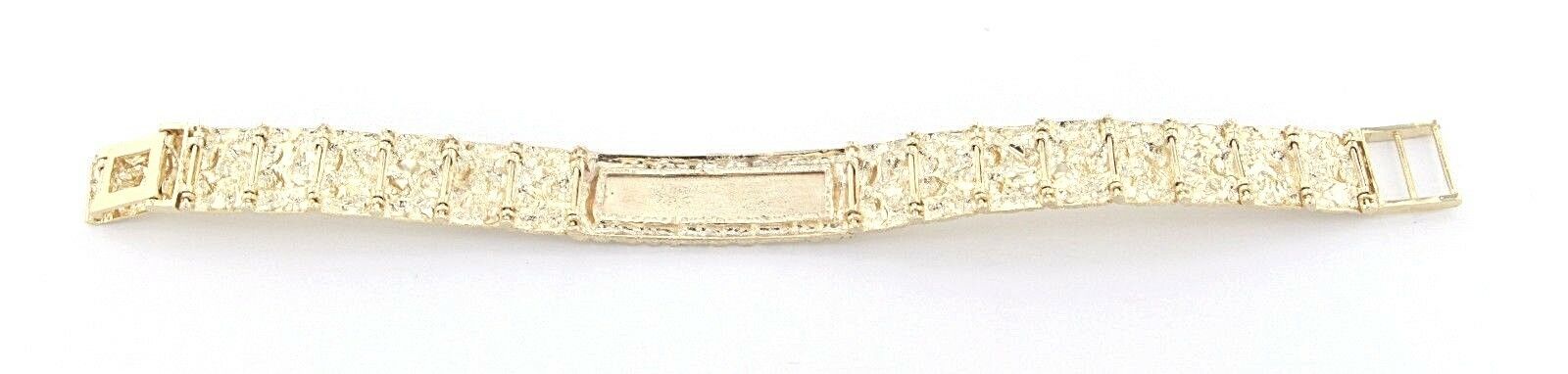 10k Yellow Gold Nugget ID Bracelet Adjustable 8" 15.8mm 36.8 grams