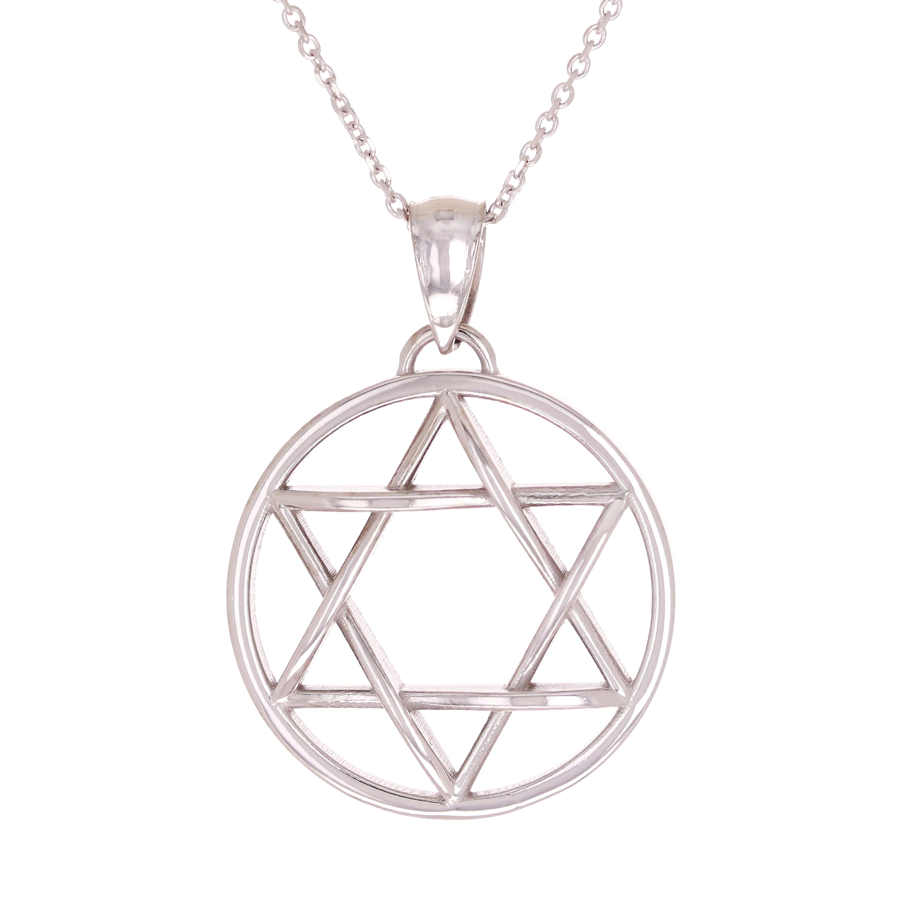 14k White Gold Star of David Necklace 18" 4.5 grams - White