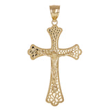 14k Yellow Gold Jesus Christ Crucifix Nugget Cross Charm Pendant 2" 4.6 grams