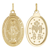 14K Gold Mary Mother of God Miraculous Medal with Words Oval Medal Pendant 4g.