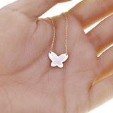 Italian 14k Yellow Gold Pearl Butterfly Charm Pendant Necklace 16.5-17.5" 2.1 grams