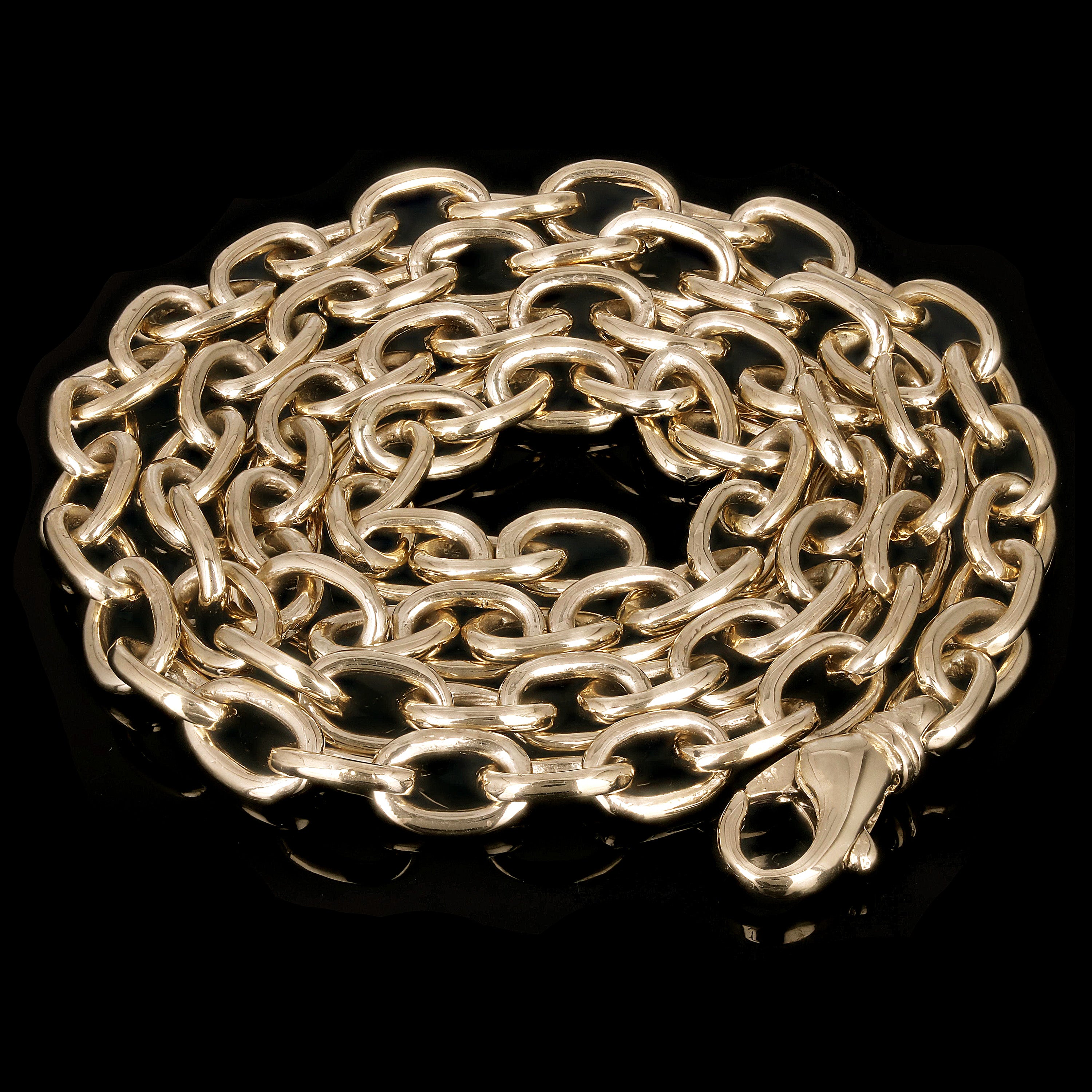 10k Yellow Gold Solid Handmade Oval Link Chain Necklace 20" - 28" 6.9mm