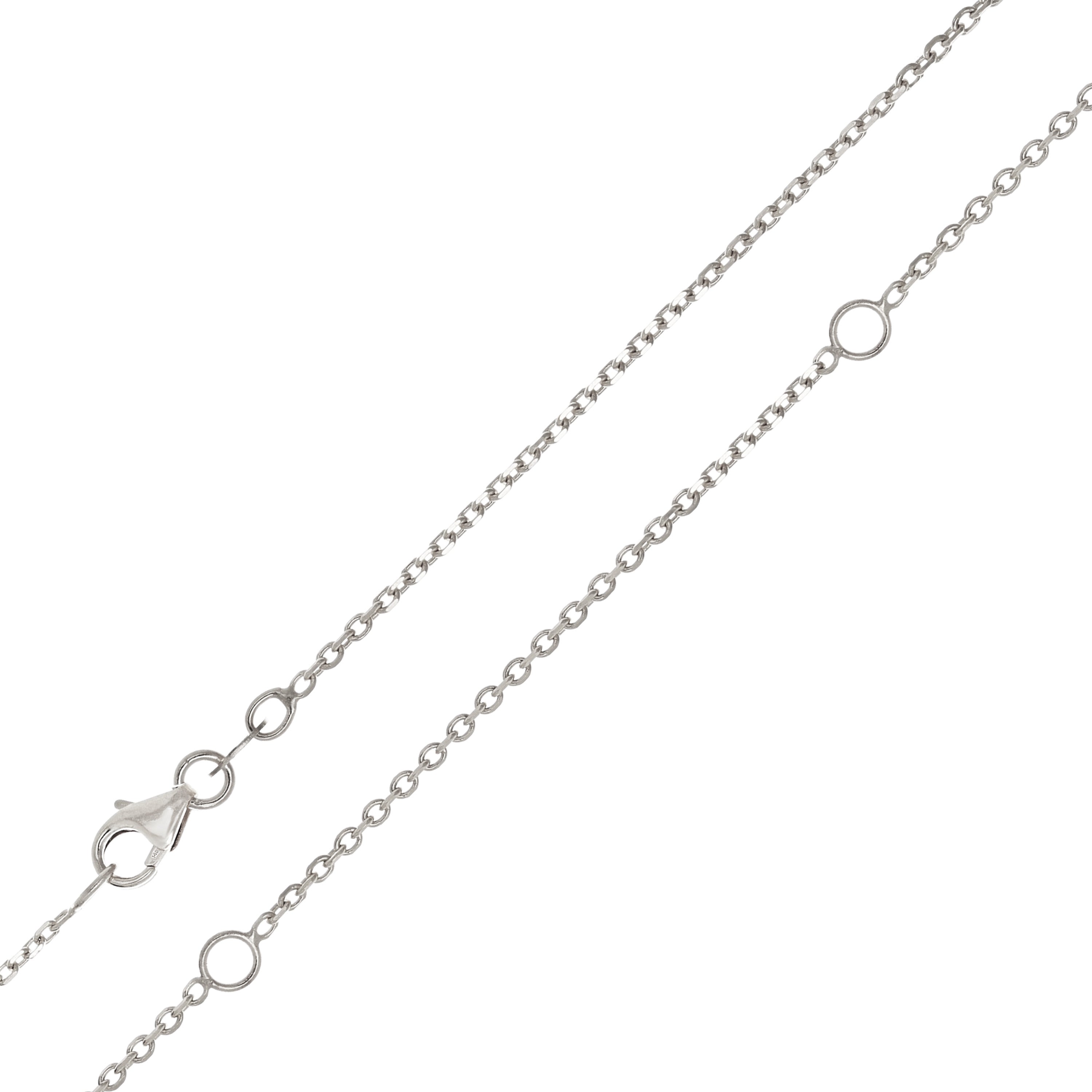 Italian 14k White Gold Rolo Chain Necklace Adjustable 16-20" 1.35mm 2.7 grams - White