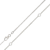 Italian 14k White Gold Rolo Chain Necklace Adjustable 16-20" 1.35mm 2.7 grams - White