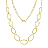 Italian 14k Yellow Gold Oval Graduated Fancy Link Necklace 18.5" 14 grams