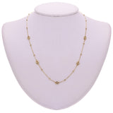 Italian 14k Yellow Gold Ball Bead Puff Charm Anchor Chain Station Necklace 18" 3.2 grams