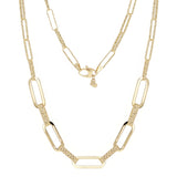 Italian 14k Yellow Gold Paper Clip Link Necklace, Bracelet & Earrings Set 27.2 grams
