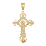 14k Yellow Gold INRI Christ Passion Cross Crucifix Pendant 2.2" 7 grams