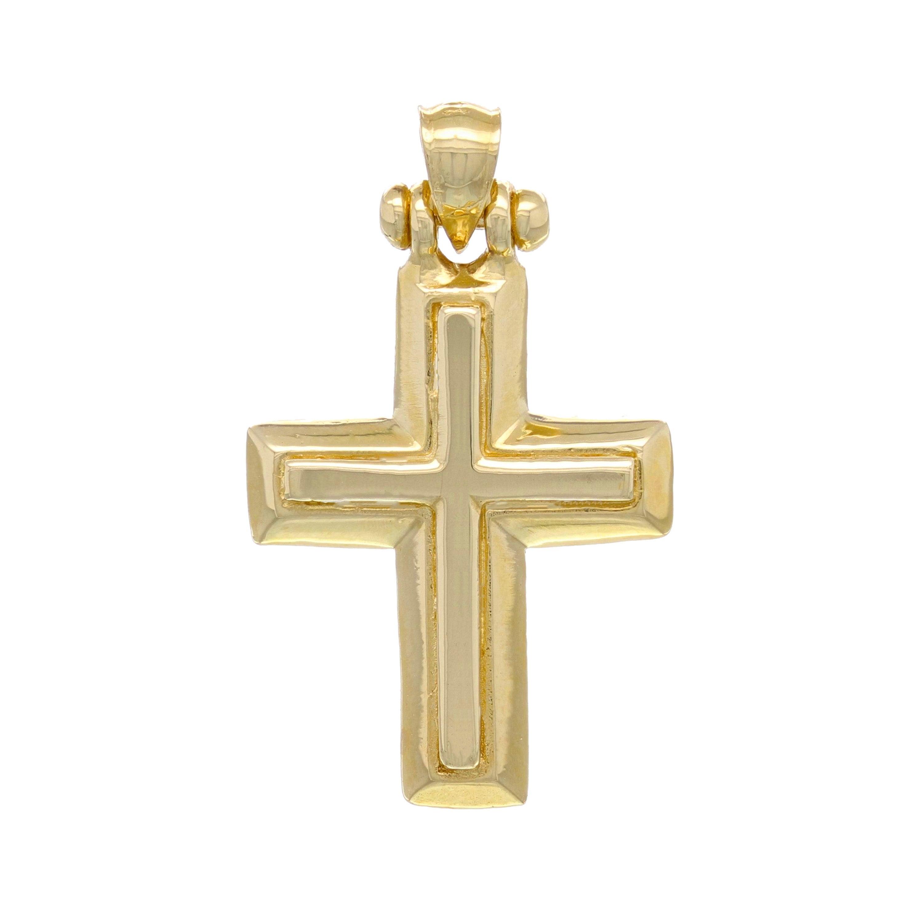 14k Yellow Gold 3D Cross Religious Charm Pendant 1" 2.9 grams - Yellow