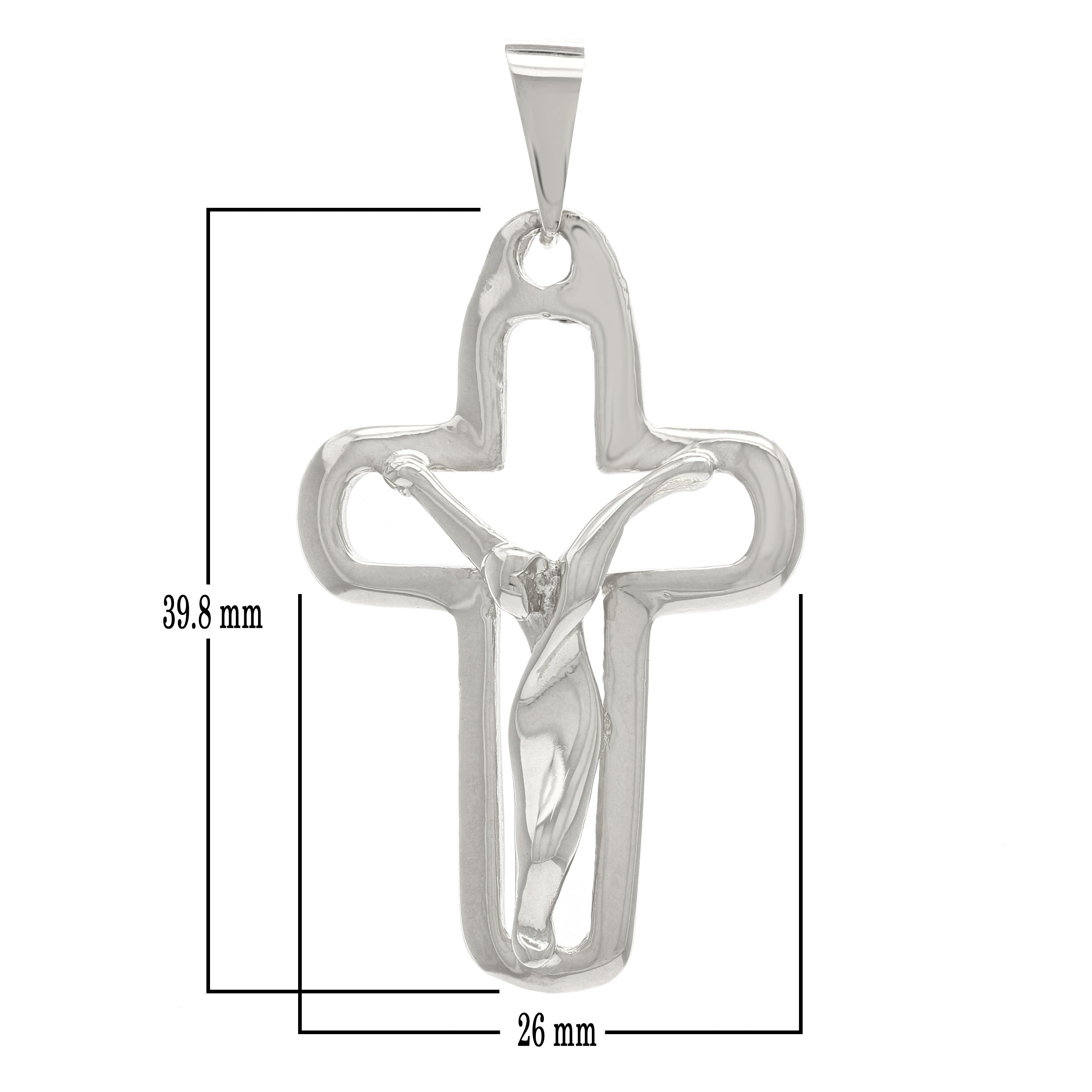 14k White Gold Solid Cross Jesus Crucifix Religious Charm Pendant 5.9 grams - White
