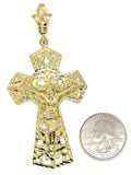 10k Yellow Gold Jesus Christ Filigree Crucifix Cross Pendant 3.3" 3.3" 12 grams