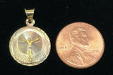 14k Tri Color Gold Cross Jesus Christ Crucifix Medal Charm Pendant 23.6mm 1.3g