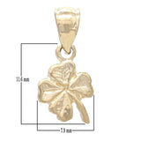 14k Yellow Gold Solid Small Irish Lucky Four Leaf Clover Charm Pendant 0.7 gram - Yellow