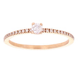 14k Rose Gold 0.21ctw Diamond Petite Solitaire Promise Engagement Stacking Ring Size 6 - Rose