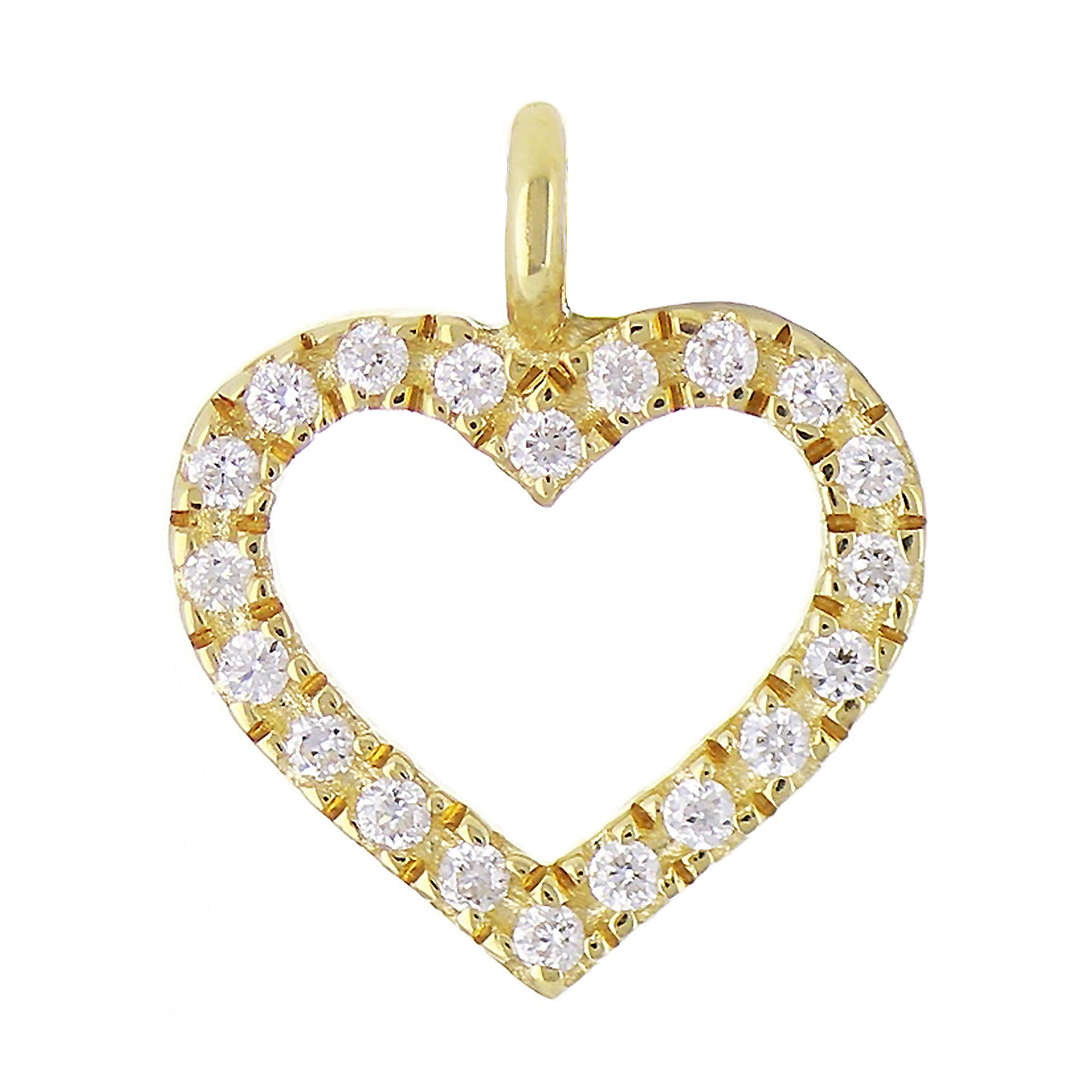 14k Yellow Gold Small Diamond Heart Pendant - Yellow