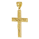 14k Yellow Gold 3D Jesus Christ Crucifix Greek Cross Pendant 2.2" 4.7 grams