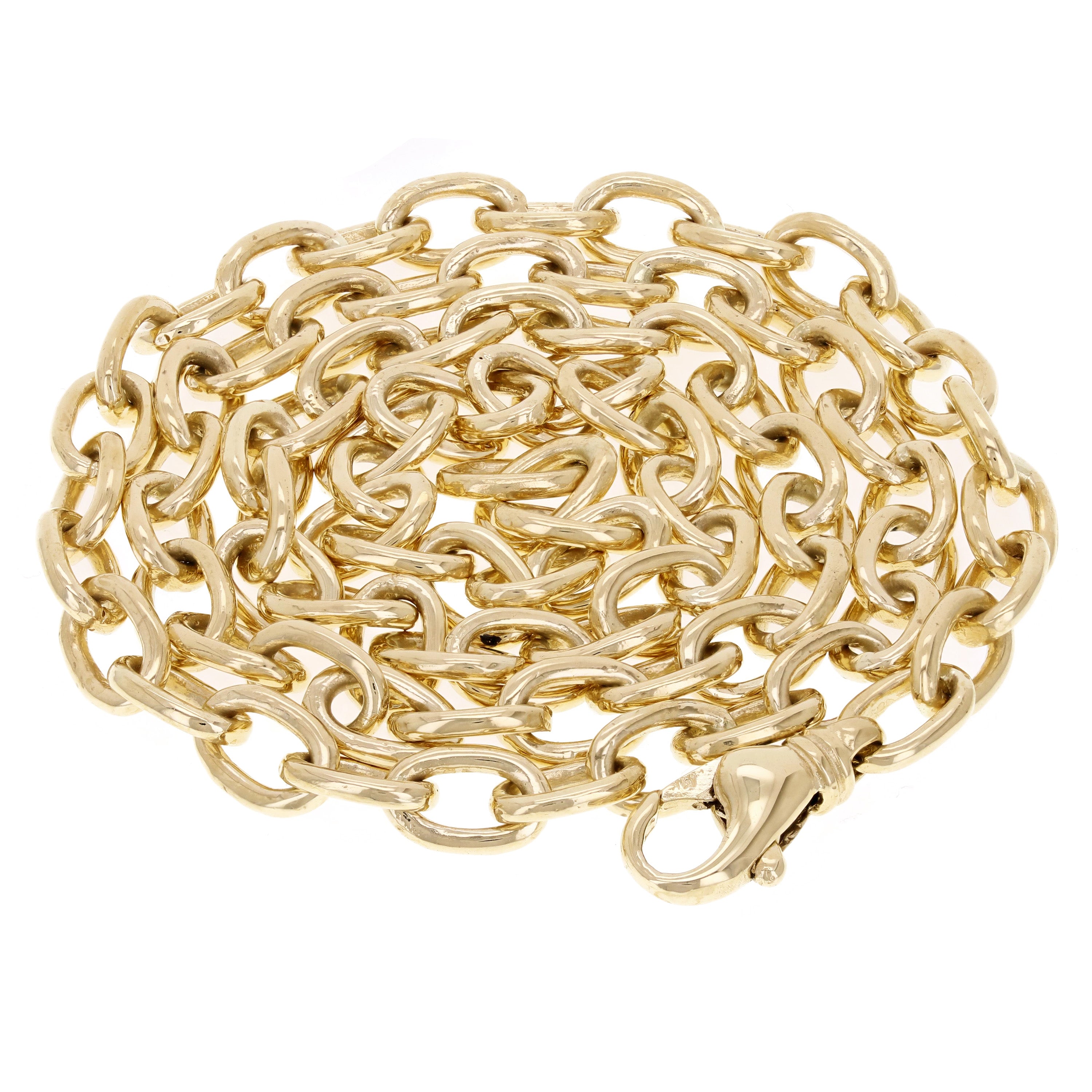 14k Yellow Gold Solid Handmade Oval Link Chain Necklace 20" - 28" 6.9mm