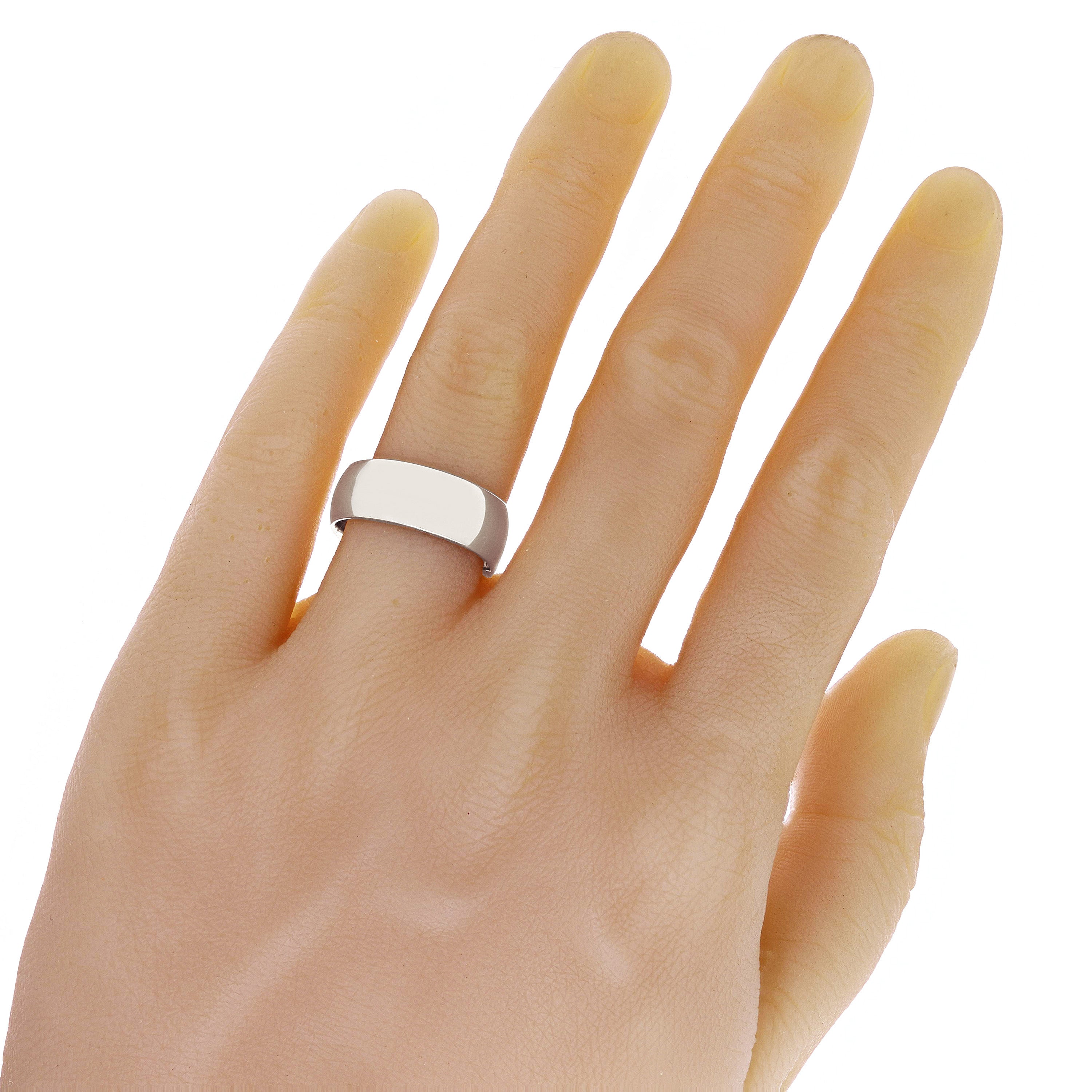 14k White Gold Comfort Fit Plain Wedding Band Ring 8mm Size 11 - White,8mm Ring Size 11