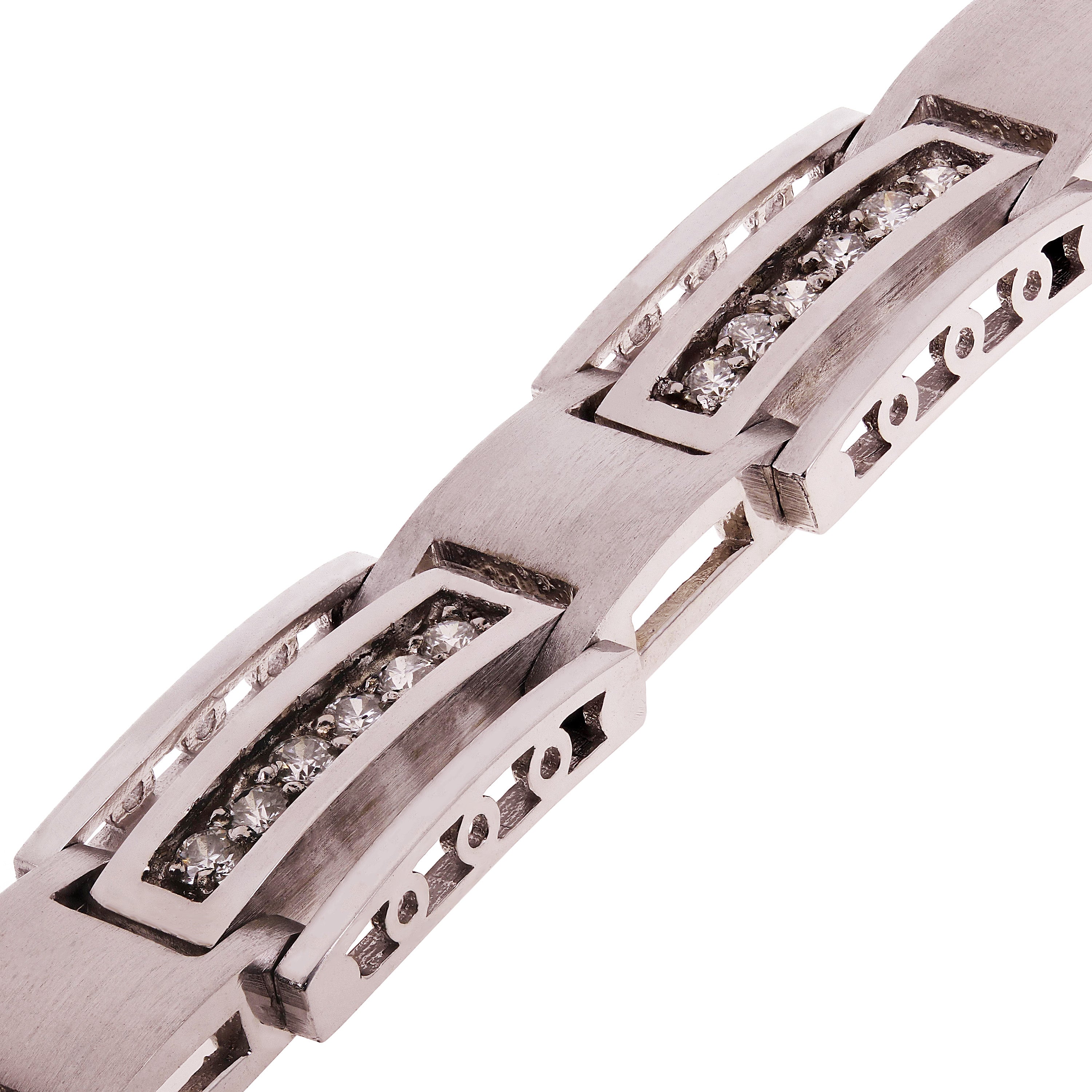 Men's 14k White Gold 1.98ctw Diamond Watch Link Bracelet 8" 10.8mm 38.7 grams - White  8"  10.8mm  1.98ctw  38.7grams